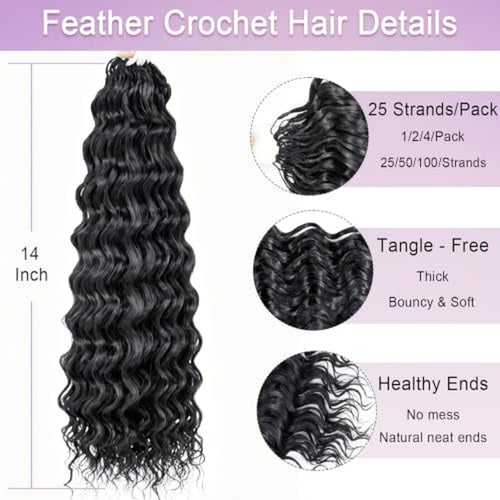 14'' Deep Wave Synthetic Crochet Hair for Black Women - Lightweight & Tangle-Free