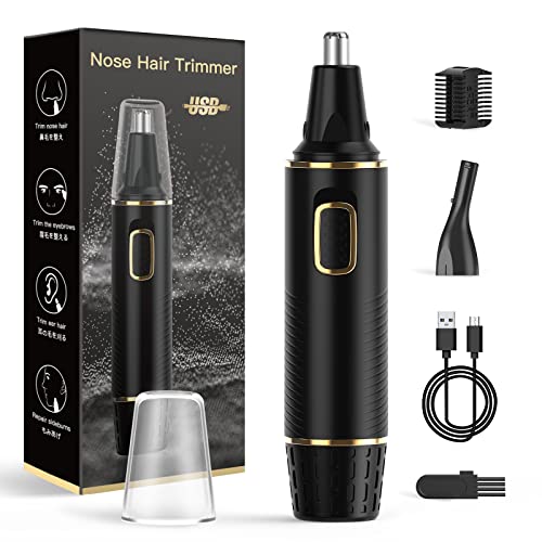 Nose Hair Trimmers for Men£¬Rechargeable Hair Trimmer 2 in 1 Painless Multifunctional Ear and Nose Hair Trimmer with IPX7 Waterproof Dual Edge Blades (Black)