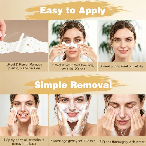 Gold Glitter Freckles Temporary Tattoo Set – 6 Face Sheets + 24 Eye Stickers