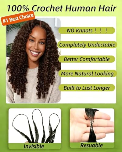 Burmese Curly Crochet Hair 16" - Knotless Pre-Looped Extensions