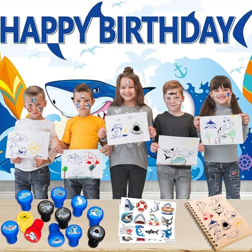36PCS Shark Party Favors Set - Tattoos & Stamps