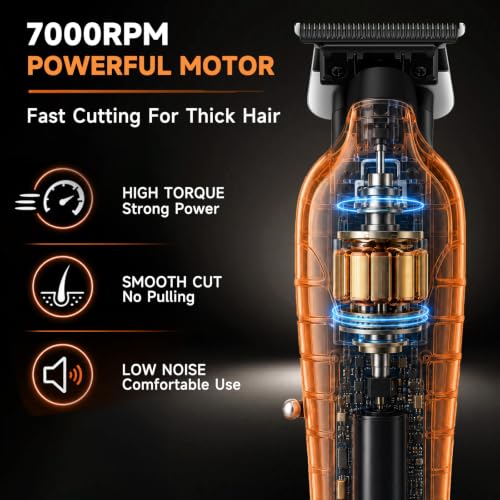 KEMEI 2099 Cordless Hair Trimmer for Men - Orange, Rechargeable, Precision Grooming