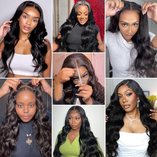 Hedy Wear and Go Glueless Wigs Human Hair Pre Plucked Pre Cut HD Lace No Glue Body Wave Lace Front Wigs for Black Women Human Hair Glueless with Natural Hairline 180% Density 22 Inch