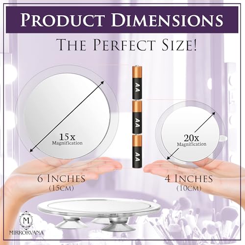 Mirrorvana Magnifying Mirror Set - 6" & 4" with 15X/20X Magnification