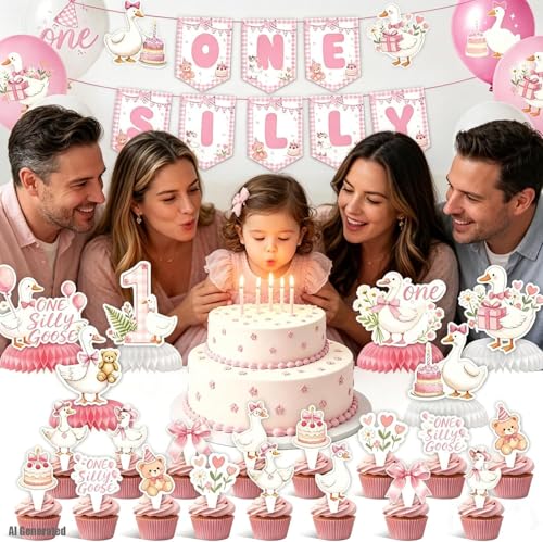 One Silly Goose 1st Birthday Decoration Set - 49 Pieces