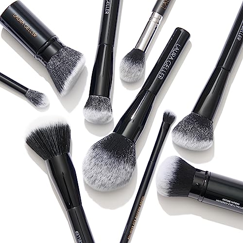 LAURA GELLER NEW YORK Full Face Brush Set - Retractable Airbrush Kabuki and Classic Bronzer Brush and Angled Blush Brush and Powder Brush