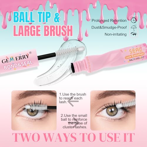 GEMERRY Lash Bond and Seal Waterproof Lash Cluster Glue Eyelash Glue for Eyelash Clusters DIY Use at Home