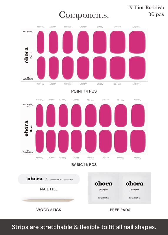 ohora Semi Cured Gel Nail Strips - Pink Reddish Tint