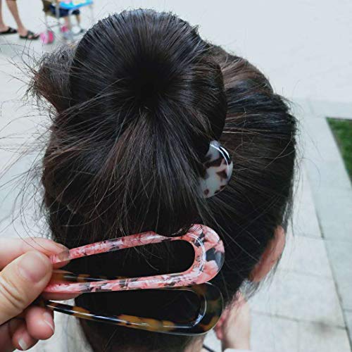 Fsmiling 2 Pack French Hair Pins Tortoise Shell U-Shaped Hair Sticks for Elegant Updos