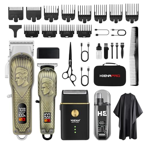 HIENA PRO Cordless Hair Clipper Set for Men with 8 Comb Attachments