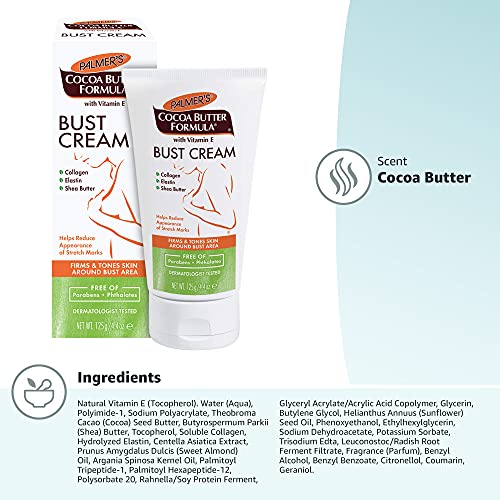 Palmer's Cocoa Butter Formula Bust Cream for Pregnancy Skin Care with Vitamin E, 4.4 oz. (Pack of 3)