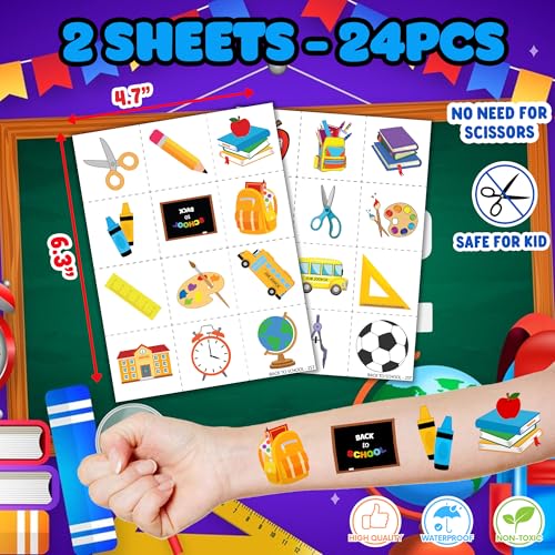 36-Piece Back to School Party Favors - Stamps & Tattoos