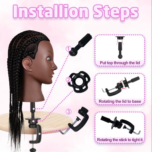 100% Real Human Hair Mannequin Head 16" Black Yaki