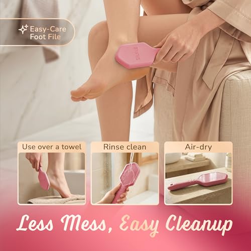 SILKLE Nano Glass Foot File & Callus Remover with Non-Slip Grip - Pink