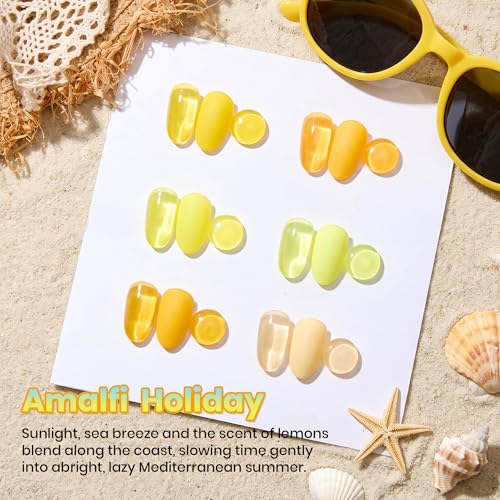 Beetles Yellow Gel Nail Polish Set, Amalfi Holiday, 6 Colors Set