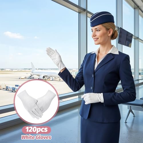 120 Pcs White Cotton Gloves for Spa & Inspection
