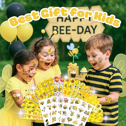 Bee Party Favors Set - 48 Tattoos & 24 Slap Bracelets