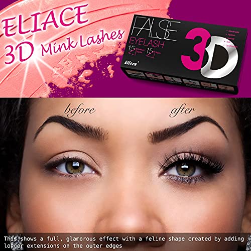 Eliace 3D Mink Lashes 15 Pairs Mixed Styles Natural Fluffy