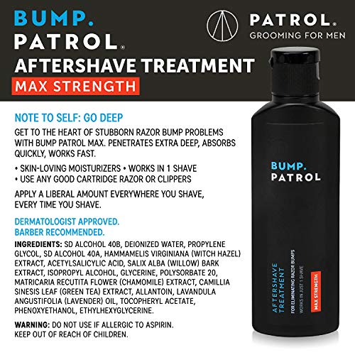 Bump Patrol Maximum Strength Aftershave Formula - After Shave Solution Eliminates Razor Bumps and Ingrown Hairs - 2 Ounces 4 Pack