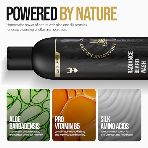 The Beard Struggle Radiance Beard Wash ? Gold Collection, Asgardian Secret ? Cleanse, Nourish & Soften ? Beard Cleanser for Men (8 fl oz)