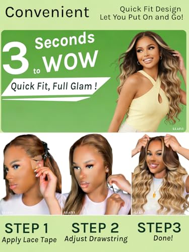 KLAIYI 13x4 Lace Front Honey Blonde Body Wave Wig 16" Glueless