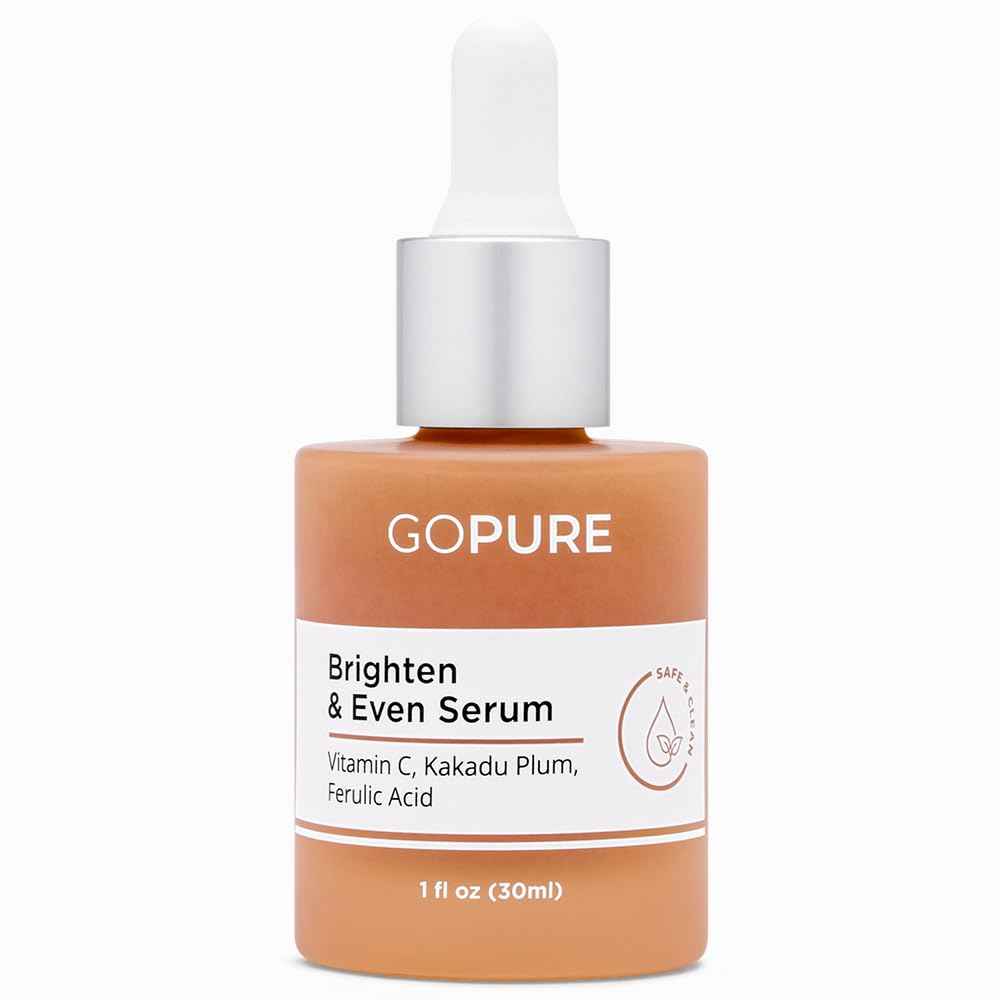 goPure Actives Vitamin C Serum - Brightening Serum with Vitamin C and Ferulic Acid, Face Moisturizing and Anti-Aging Benefits, Improves Skin Discoloration and Visibly Reduces Dark Spots - 1 fl oz