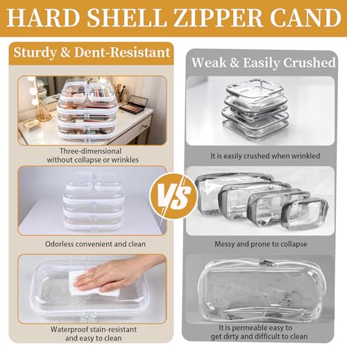 5-Pack Clear Hard Shell Zipper Cases with Lids