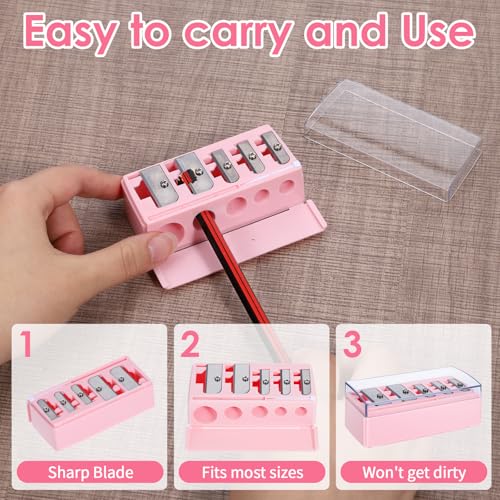 2-Pack 5-Hole Cosmetic Pencil Sharpener for Eyeliner & Lip Liner - Pink