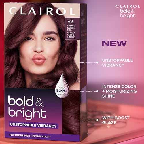 Clairol Bold & Bright Permanent Hair Dye, V3 Intense Passion Plum Hair Color, Pack of 1