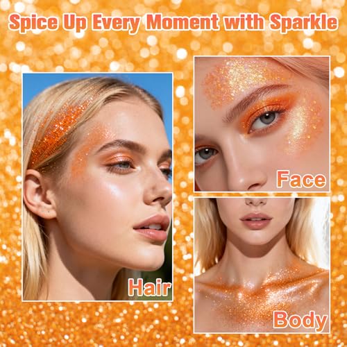 Vibrant Orange Body & Hair Glitter Stick - Waterproof Shimmer