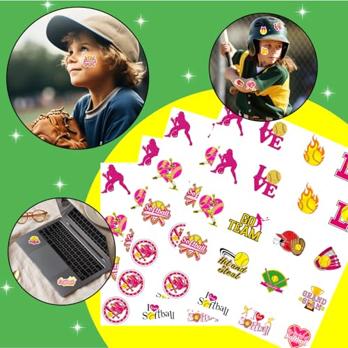 144 Piece Softball Temporary Tattoos Stickers - 16 Styles
