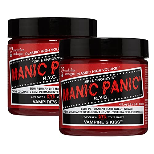 MANIC PANIC Classic Vampire's Kiss Semi Permanent Hair Color - Medium Red Hair Dye for Women & Men That Lasts 4-6 Weeks - Vegan, Ammonia & Cruelty-Free - Create & Mix Custom Shades (4oz / 2pk)