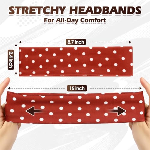 Polka Dot Headbands for Women, 8-Pack Non-Slip Soft