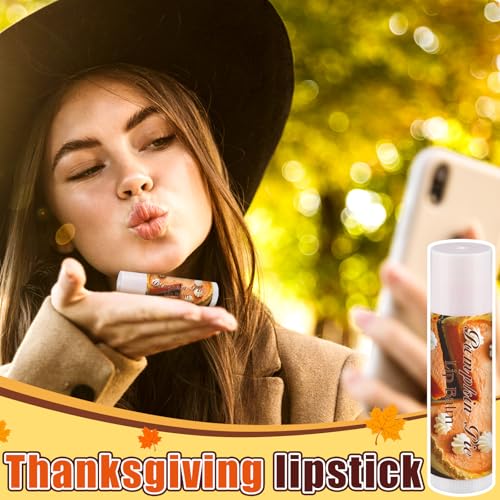 100 Pcs Thanksgiving Pumpkin Pie Scented Lip Balms Bulk Thanksgiving Party Favors Fall Party Gifts Autumn Lip Balms Fall Goodie Bag Basket Stuffers Favors for Women Employee (Classic Style)