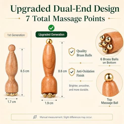 Copper Bead Eye Roller with Rosewood Handle for Puffy Eyes