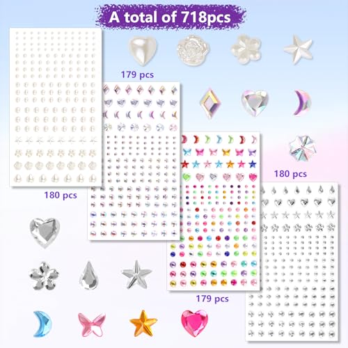 Teenitor Body Glitter Gel & Face Gems Stickers Set – 12 Pots