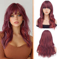 Red Wavy Wig with Bangs - 19 Inch Heat Resistant Synthetic
