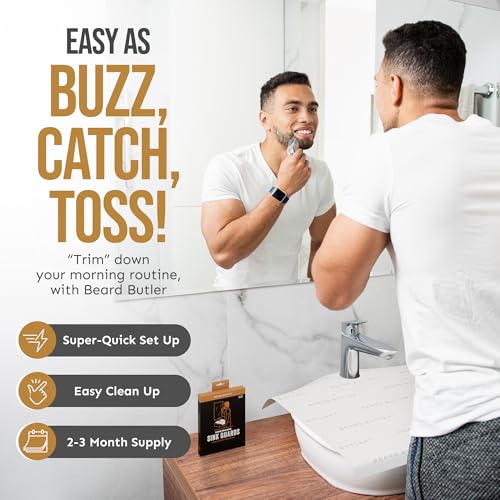 Disposable Beard Hair Catcher for Men - No Plastics - Biodegradable Sink Cover for Shaving and Trimming - Beard Bib Alternative - Simply Buzz, Catch, Toss