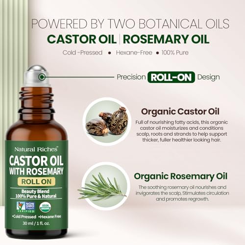 Organic Castor Oil with Rosemary Roll-On for Hair & Skin