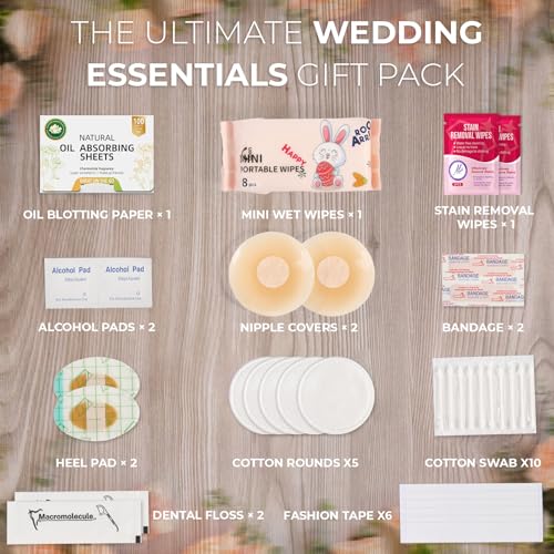 Beige Bridal Emergency Kit with 30+ Wedding Essentials & Makeup Bag