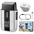 KEMEI T402 Professional Foil Shavers for Men, IPX7 Waterproof Electric Razor for Men with LED Display, Double Electric Shaver with 3 Adjustable Speeds & UV Cover