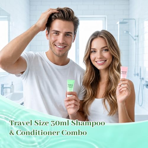 Kocpudu Travel Shampoo & Conditioner Set 30ml Pack of 10 - Bulk Travel Toiletries