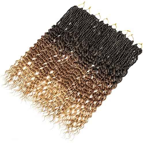 30 Inch Goddess Locs Crochet Hair 8 Packs New Soft Faux Locs Crochet Braids Deep Wave Pre Looped Hair Extensions for Black Women(3T3027/8PCS/30inch)