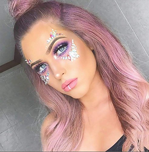 Crystal Gems Face Tattoo Stickers - 4 Pack Rhinestone Body Jewels