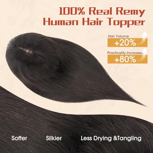 Rich Choices 10 Inch #1B Natural Black 100% Remy Human Hair Topper 150% Density 3D 360° Lace Base Clip-in