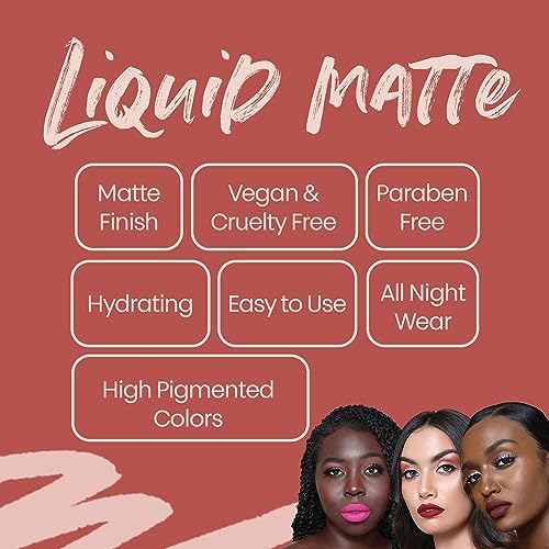 The Lip Bar Vegan Liquid Matte Lipstick, High Pigment Color & Long-Lasting with 8-12 Hours of Wear, Hot Mama - Fire Engine Red