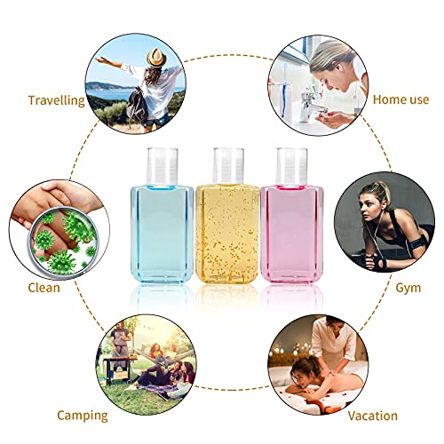 FOOCHY 2oz Empty Hand Sanitizer Travel Size Bottles, Refillable Clear Plastic Containers with Flip Cap for Shampoo, Lotion, Cream, Baby Shower, Tolitery (50 Pack)