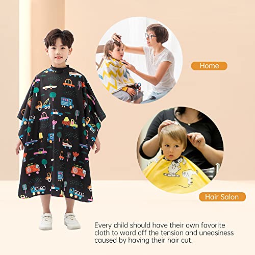 Kids Hair Cutting Cape with Cars Pattern, Adjustable Salon Hairdresser Cover for Children & Toddlers