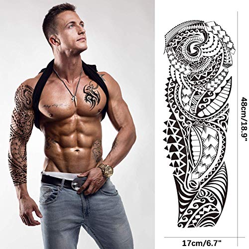 Waterproof Temporary Sleeve Tattoo - 12 Sheets, Full Arm