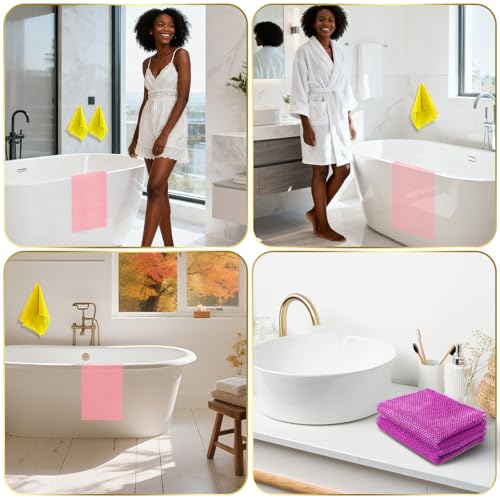 UJFQBH 3-Pack African Net Bath Sponge Set - Pink, Yellow, Purple Exfoliating Body Scrubber